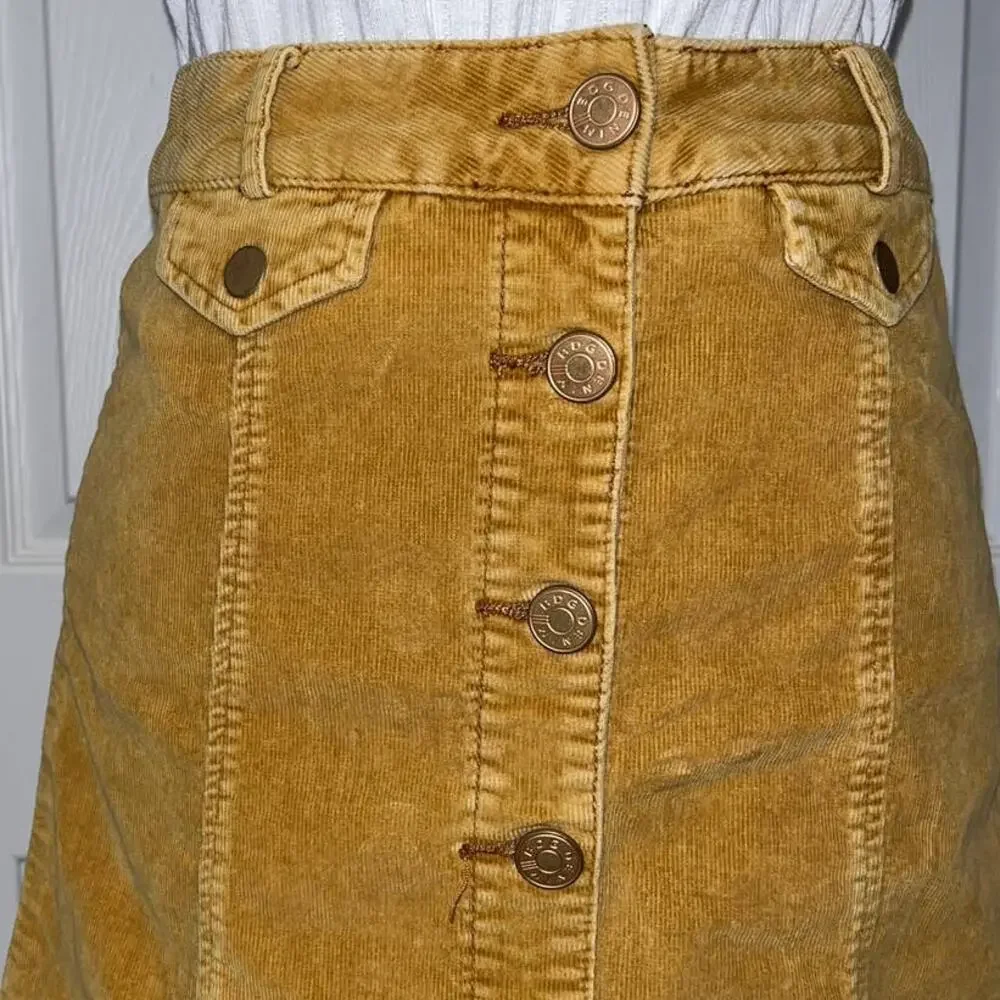 BDG Corduroy skirt | Button Down Mini skirt women's size 2 Marigold dark mustard